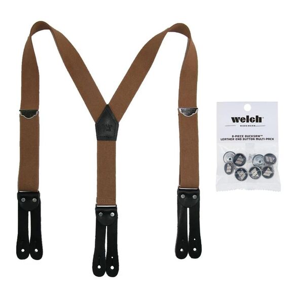 Welch Men's Elastic Button End Double Face Suspender with Bachelor Buttons - Picture 1 of 6
